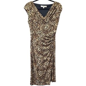 Evan Picone Dress Women’s Size 4 Leopard Animal Print V-neck Sleeveless‎ Mobwife